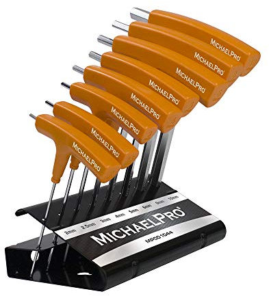 MichaelPro MP001044 Imbusschlüssel Satz 8-Teilig - Zweiseitiger Kugelkopf Imbusschlüssel Satz mit Griff - Inbusschlüssel Set mit Praktischem Aufbewahrungsständer (Metrisch)