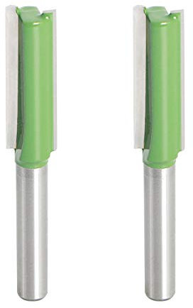 Aopin Router Bit 3/8 Cutting Dia 6mm Shank Dia Double Flute Straight Bit Carbide for Woodworking Milling Cutter Tool, Green, Silver, 2Pcs