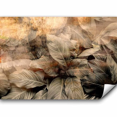 murando - Papier peint panoramique nature 350x256 cm - Revêtement mural décoration pour chambre salon - Design unique et moderne - Marron beige jaune - Feuilles de plantes naturelles b-C-1002-a-a