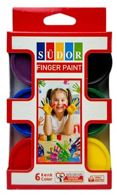 Sudor Fingerfarben für Kinder und Babys 6 Stück von 30 ml Ungiftig und Waschbare Farben für Kreative Spiele und Malaktivitäten in Kindergarten Schule und zu Hause