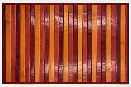 Bambus-Teppich aus Holz, rutschfest, waschbar, 50 x 175 cm, Rot