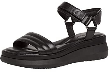 Tamaris Damen Sandaletten, Frauen Sandalen,TOUCHit-Fußbett,Riemchensandalen,Leichter Absatz,Sommerschuhe,Freizeitschuhe,Black,39 EU