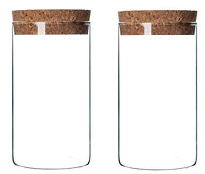 2 botellas de vidrio transparente de 300 ml/10 onzas con tapa de corcho, recipientes de almacenamiento de cocina, botes de té de alimentos, frascos de frascos para granos de café
