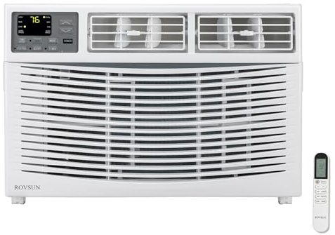 ROVSUN 8000 BTU Air Conditioner Window Unit with Heat, 4-in-1 Window AC Unit Cooler, Heater, Dehumidifier & Fan with Timer, Remote Control & Installation Kit for Rooms up to 350 Sq. Ft, 115V/60Hz