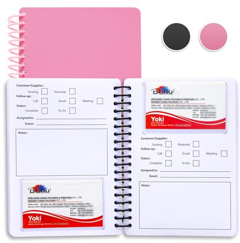 Business Card Organizer Card Holder Book, Portable Credit Card Organizer, Managing All Card Holder Notebook, Cards Holder Manage and Remind Important Matters of Card, Capacity: 58 Crads (Pink)