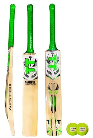 Titan Kashmir Premium Willow Cricket bat, Lightweight, Ideal for Training, Practice, Club Play | 2.5 Lbs | Full Size | Concave Back