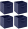 Homullel Foldable Storage Cubes Set of 4, Fabric Storage Boxes Set, Closet Storage Drawers Storage Organizer for Clothes (Band, Navy)