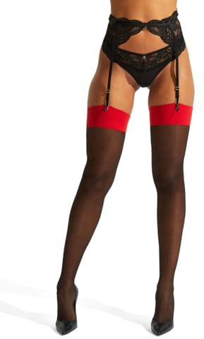 Ann Summers Black Seamed Hold Ups, Stay In Place Stockings, 2 Pairs, Size M, Women's Adult Stockings