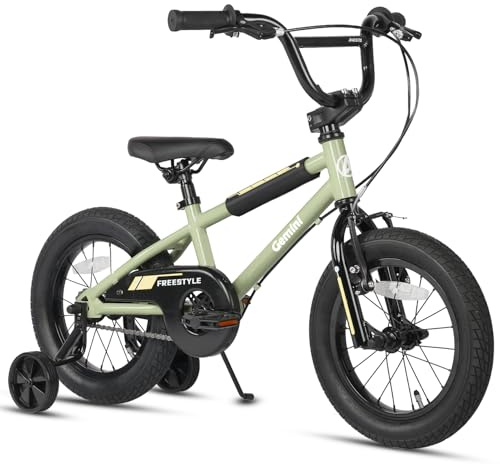 AVASTA 16 Inch Little Kids Bike for Over 4 Years Old Boys Girls Youth BMX Style Bicycle with Bell & Stabilisers & Kickstand, Army Green