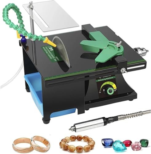 Mini Table Saw Rock Lapidary Polisher Bench Buffer Machine Tools, Electric Sander Bench Grinder Sanding Polishing, Adjustable Speed Knife Sharpener for DIY Woodworking Metal Knife Making