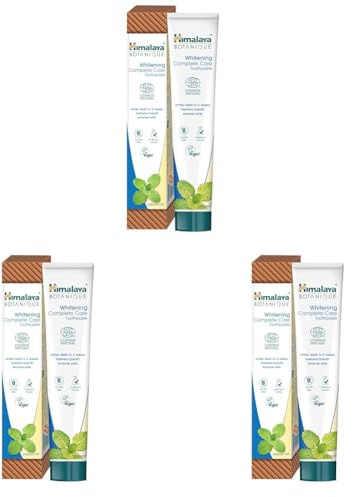 Ecocert Cosmos Natural Certified Himalaya Botanique Whitening Complete Care Toothpaste with Organic Actives, Peppermint Flavor | Whiter Teeth and Fresh Breath | Fluoride Free & Gluten Free, 75 ml