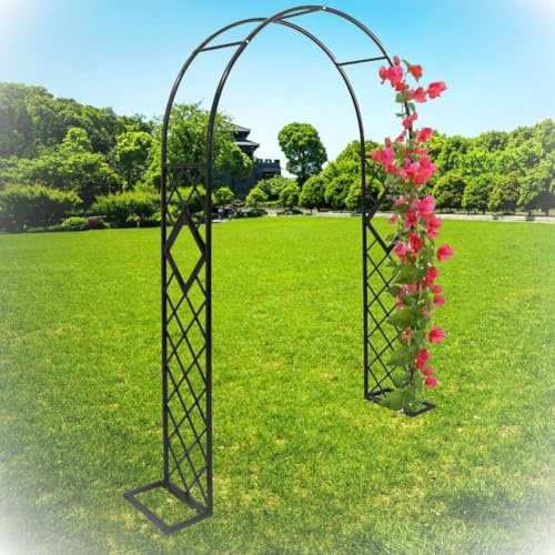 220/240 cm Arco de Jardín de Metal Grande para Plantas Trepadoras, Enrejado Archway de Rosas para Rosales Independiente para Decoración de Fiestas Ancho 140 a 340 cm(Black,Height: 220 Width: 140cm)