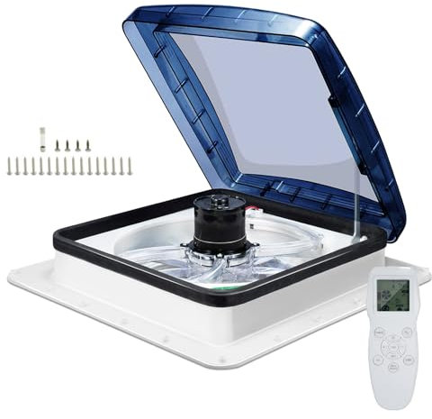 Ventilatore da Tetto per Roulotte,Ventola di Ventilazione per Camper da 36cm/40cm, Ventilatore 12V per Camper, 10 livelli di Velocità, Ventola di scarico reversibile per Camper Caravan,40x40cm