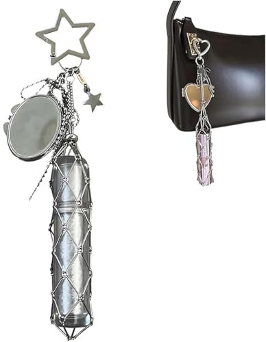 Soporte para pintalabios inoxidable, soporte 2 en 1 para brillo de labios con espejo, estuche portátil de acero inoxidable para bálsamo labial, pequeña bolsa de almacenamiento de lápiz labial de