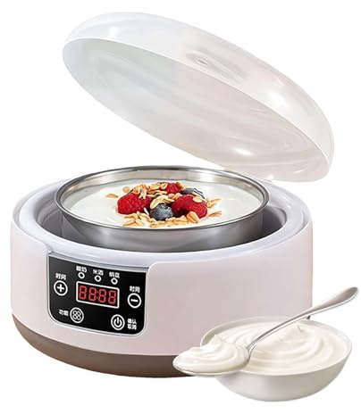 Macchina per yogurt completamente automatica | Piccola yogurtiera in acciaio con temperatura temporale regolabile Macchina per dolci multifunzionale per domestica