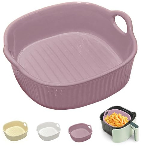 Cnwinu Fuente de cerámica para horno Airfryer, 18,5 x 17 x 6 cm, molde para lasaña, bandeja de cerámica para hornear, moldes pequeños con asa, molde cuadrado para lasaña, patatas fritas, sopa