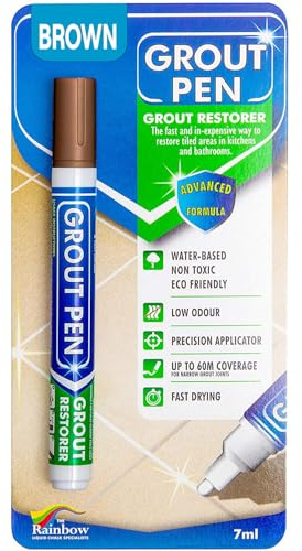 Grout Pen Brown Tile Grout Paint Marker Restorer - Narrow 5mm Tip (7mL)