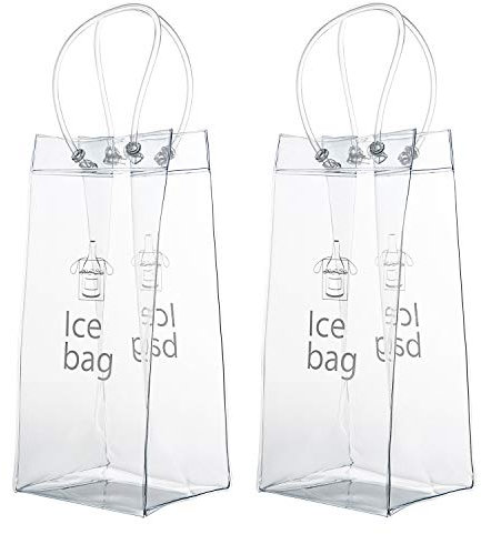 Vordas 2 Stück Transparente Flaschenkühler Eistasche Kühltasche mit Griff für Champagner Wein Getränke