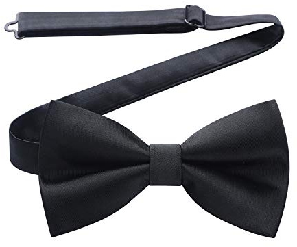 HISDERN Black Bow Ties for Men Pre-tied Adjustable Tuxedo Bowtie Classic Formal Solid Color Bowties for Wedding Party