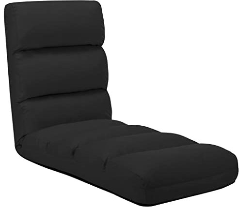 vidaXL Bodenstuhl Faltbar Schlafsessel Sessel Sofastuhl Lounge Bodensessel Liege Bodenkissen Sitzkissen mit Rückenlehne Schwarz Kunstleder
