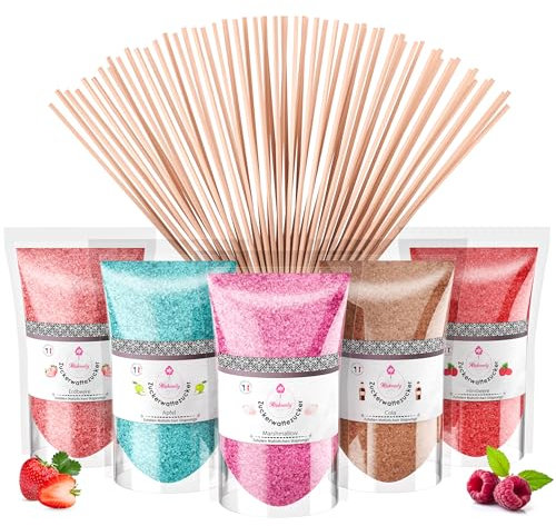 Misskandy®- Zuckerwatte Zucker 5X160Gr (Natürliche Aromen und Farben) Erdbeer-Cola-Apfel-Marshmallow-Himbeere/Zuckerwattemaschine/ + 20 Sticks (kostenlos)