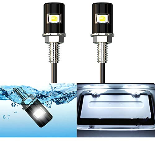 Greluma 2 pcs luz de placa de matrícula,lámpara de perno de tornillo de etiqueta de matrícula,bombilla LED blanca de 12 V,resistente al agua,legal para coche,motocicleta,camión,RV, ATV,bicicleta