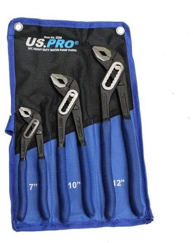 US PRO Tools Heavy Duty 3pc Water Pump Pliers Set 2298