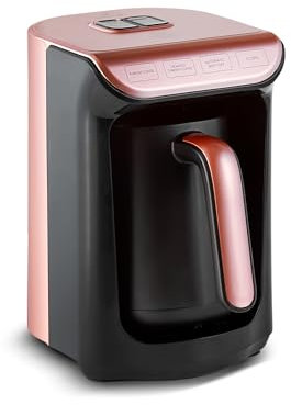Karaca Hatır Roast - Caffettiera turca in oro rosa, 5 tazze, capacità 535 W, sistema di allarme vocale, sistema di allarme luminoso, misurino, facile da pulire