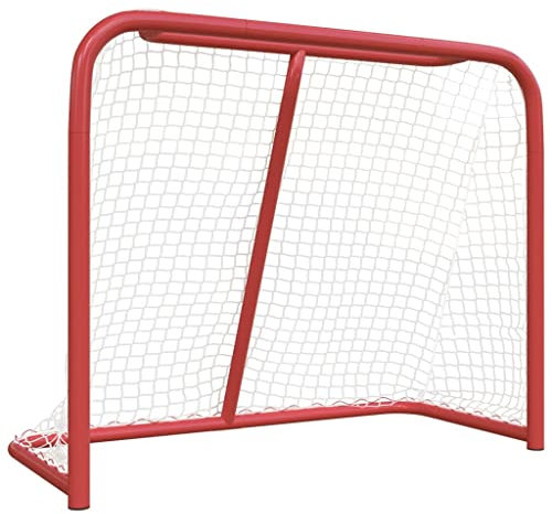 vidaXL Hockey Tor, Streethockey Tor mit Stahlrahmen, Hockey Übungsnetz für Erwachsene Kinder, Hockey Trainingsnetz Hockey Netz, Rot Weiß Polyester