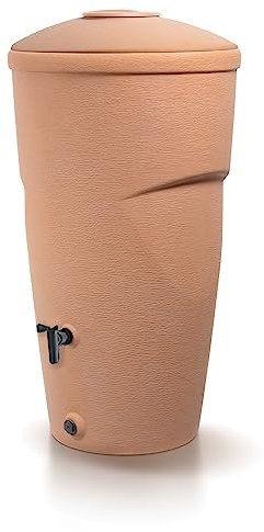 Wallycan - Depósito de agua de lluvia 270 L, 60,2 x 73,1 x 127,8 cm, 2 puntos de fijación | Incluye grifo y sistema de recogida de agua | Tanque de jardín, color terracota diseño moderno