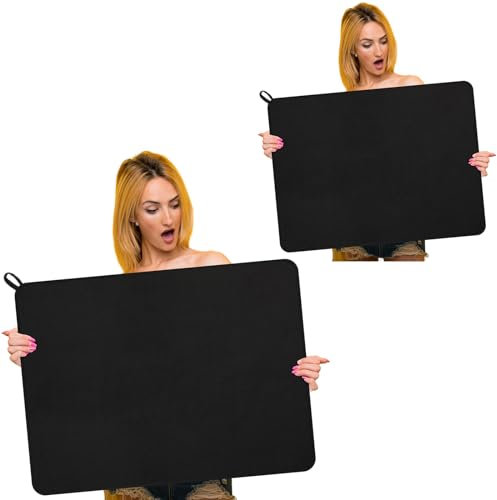 Hushee 2 Pcs Dish Drying Mats for Kitchen Counter, Black, 30 x 24 Inch