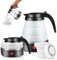 Camping Tragbarer Wasserkocher 600ML, EUBSWA Faltbarer Wasserkocher, Mini Elektrischer Silikon Wasserkessel für Camping, Reise, Outdoor (Schwarz)