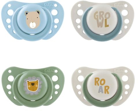 Chicco PhysioForma Succhietto Air Blu, Ciuccio 2-6 Mesi, Tettarella in Silicone, Anatomico e Funzionale, Supporta la Respirazione Fisiologica, Blu, Bimbo, 4 Pezzi