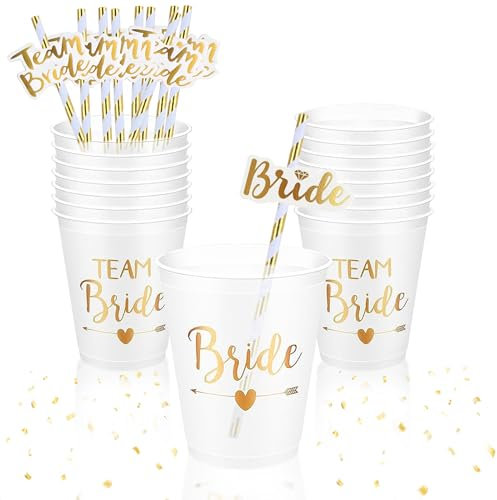 CIYIN Vasos Despedida de Soltera Novia, Copa Team Bride y Bride, Vasos de Chupito para Despedida de Soltera Tazas, Bachelorette Party Cup, Despedida de Soltera Accesorios, 450ml (12)