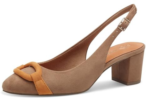 MARCO TOZZI Damen Slingpumps Spitz Elegant, Beige (Nougat Comb), 38 EU