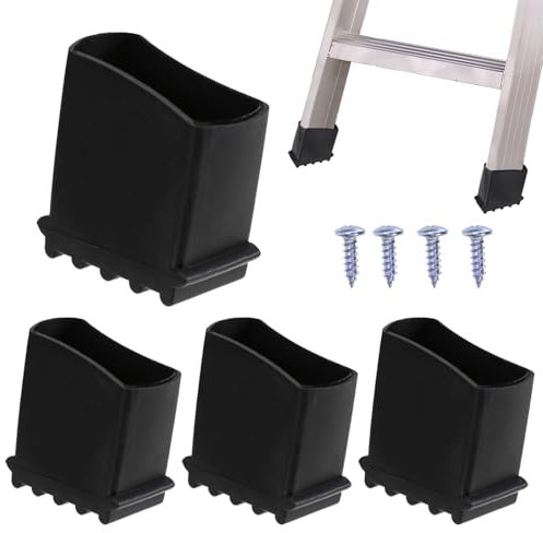 4 patas de escalera de 50 x 25 mm, de goma universales con 4 tornillos, patas antideslizantes para escalera, tapas para escaleras, escaleras telescópicas, escaleras de espiga, almohadillas para