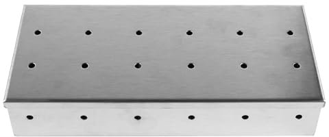 VOANZO 1 boîte à fumer en acier inoxydable pour barbecue, grils à charbon de bois pour cuisine en plein air, boîte à fumée en copeaux de bois, accessoire de barbecue universel, ajoute une saveur fumée