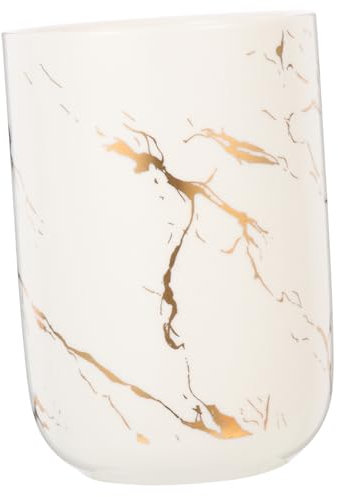 Cabilock Gobelet Brosse à Dents Marbre Blanc Céramique Tasse De Rangement Polyvalente pour Salle De Bain Gobelet Bouche Pratique pour Hôtel Et Voyage Surface Lisse sans Aspérité