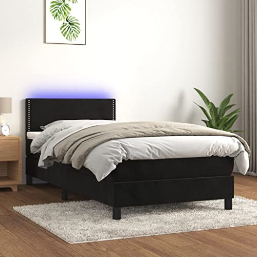 Brokky Boxspringbett mit Matratze & LED Bett Mit Bettkasten Bett Boxspringbett Betten Boxspringbett Mit Matratze Schwarz 80x200 cm Samt - 3134311