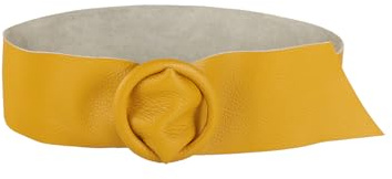 FrasiBags Cintura Donna Pelle con Fibbia Anello, Cinture da Donna Elegante, Cintura Alta per Vestiti, Cinta Larga per Abiti in Vera Pelle Made in Italy (Senape)