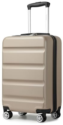 KONO Koffer Trolley Handgepäck Kabinenkoffer Leichte Hartschalengepäck mit TSA-Schloss und doppelte Spinnrollen für Reisen und Business 55x35x22cm, Gold