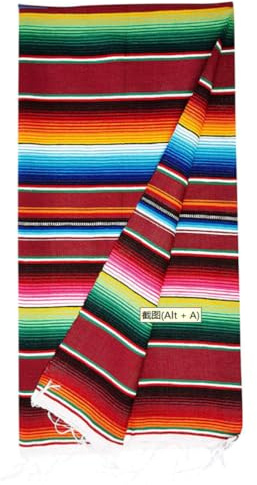ARSBORUI Mexikansk bordsduk, mexikansk filt, tofs bordsduk i mexikansk stil, färgglad rektangulär bomullsrandig bordsduk för mexikansk fest, bröllopsdekorationer, 150 x 200 cm (röd)