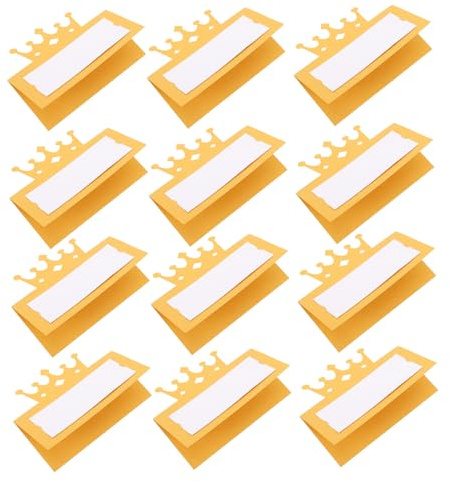 Luxshiny Lot De 50 Marque-Places De Table En Forme De Couronne Cartes Nominatives Vierges En Papier Doré Pour Mariage Fête D'Anniversaire Banquet Et Décoration De Réception