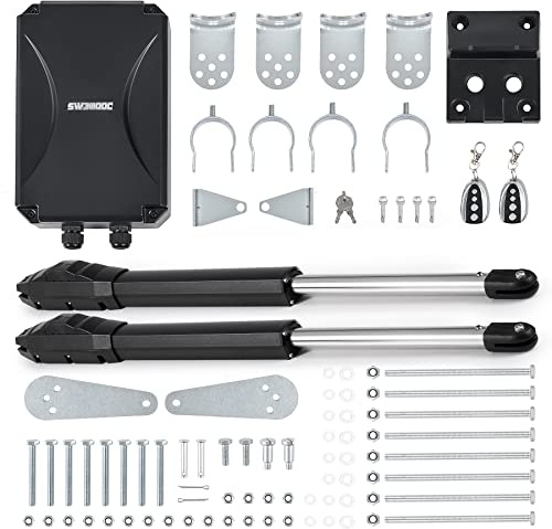 CO-Z Automatisme Portail Battant Double 220V/24V - 2 Moteurs DC 40W pour Vantaux Jusqu'à 400KG et 6M - Alimentation Solaire ou Secteur - 2 Télécommandes Incluses - IP44