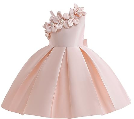 Générique Robe Fille Cérémonie Mariage Princesse Été Coton sans Manches Fleurie Chic Enfant Baptême Soirée Fête Communion Style Tulle A225