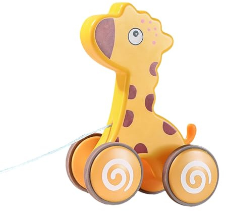 Guohetuk Giocattolo Da Tirare per Bambini Piccoli, Giocattolo Da Passeggio con Cordino E Personaggi Dei Cartoni Animati, Ideale per Le Vacanze, giraffa, Taglia unica