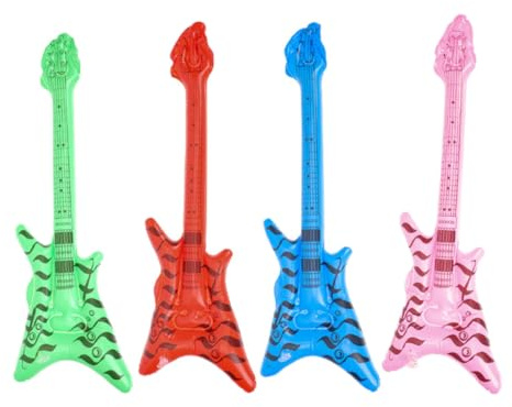 Genérico Guitarras Inflables Confiables Decoraciones de Fiestas y Conciertos al Aire Libre Juego de 4 de Rock Retro de Pvc Color Aleatorio