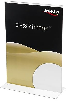 Deflecto A4 Portrait Stand Up Sign Holder - Stall A4 Display Stands - A4 Sign Holder - Stand Up Signs Display Board - Menu Stand - Document Holder - A4 Menu Holders For Tables