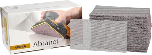 Mirka Abranet net sandpaper strips 70x125 mm Hook & loop/Grit P400 / 50 pcs/for sanding wood, walls, metal, aluminium, stainless steel, filler, varnish, plastic / 5414905041