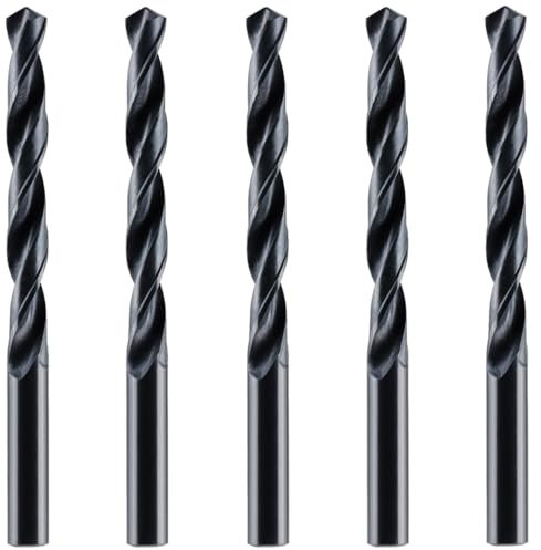 Box Of 5 x 8.5mm HSS Jobber Drill Bits - Black Roll Forged HSS-R for Carbon + Alloy Steel, Plastics & Wood. DIN338 (8.5mm x 117mm)